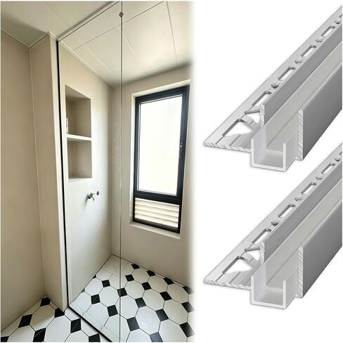1/2in Glass Shower Door F Channel Trim, Recessed Aluminum Profile with Built-in Seal, Indoor Bathroom Enclosure & Terrace Balcony Glass Barrier(Gray,80cm/2.62ft) in Kuwait