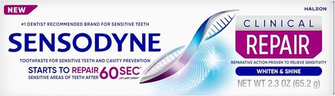 Sensodyne Clinical Repair Whiten & Shine Toothpaste for Sensitivity Relief, 2.3 oz (Pack of 2) in Kuwait