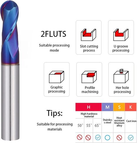 Ball Nose End Mill Cutter CNC Router Bits Tungsten Carbide Double Flute Milling Tool HRC50 55 65 R1 R2 in Kuwait
