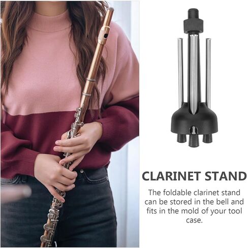 Healeved Portable Foldable Clarinet and Flute Stand, Tripod Holder for Wind Instruments, Lightweight Oboe and Musical Instrument Support with Stable Base for Beginner and Travel Use in Kuwait