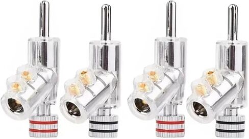 4pcs 45 Degree Gold Plated Banana Plug Socket Gunlike Locking Connector Adapter(Yellow) in Kuwait