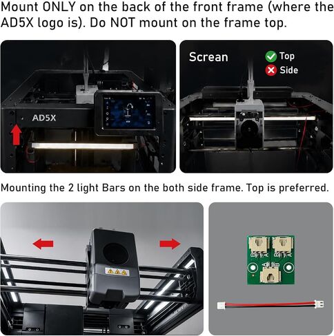 24V Magnetic 42 Cold White LED Light Kit for Flashforge AD5X/AD5M 5M Pro | Aluminum Lighting with Lamp Beads Strip to Chamber Brightness for Flashforge Adventurer 5X 5M Pro Printer Accessories in Kuwait