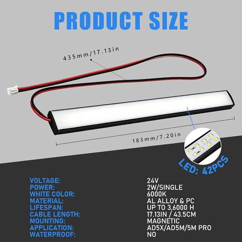 24V Magnetic 42 Cold White LED Light Kit for Flashforge AD5X/AD5M 5M Pro | Aluminum Lighting with Lamp Beads Strip to Chamber Brightness for Flashforge Adventurer 5X 5M Pro Printer Accessories in Kuwait