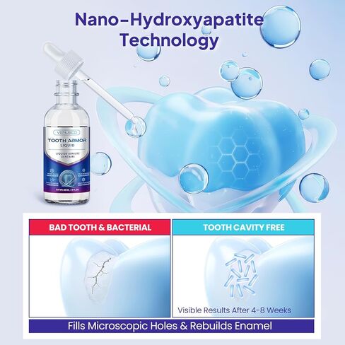 Cavity Healing Tooth Armor Liquid: Clinically Strengthen Enamel with Remineralization Drops at-Home Tooth Enamel Repair Stronger Teeth Hydroxyapatite (120ml, Mint) in Kuwait