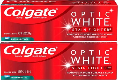 Colgate Optic White Stain Fighter Fresh Mint Gel, 4.2 oz (Pack of 2) in Kuwait