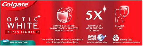 Colgate Optic White Stain Fighter Fresh Mint Gel, 4.2 oz (Pack of 2) in Kuwait