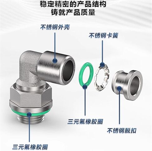 الفولاذ المقاوم للصدأ G-threaded 304 وصلة هوائية PC8-G02/10-G03 مع مكون حلقة الختم 1 قطعة(不锈钢直通PC6-G04) in Kuwait