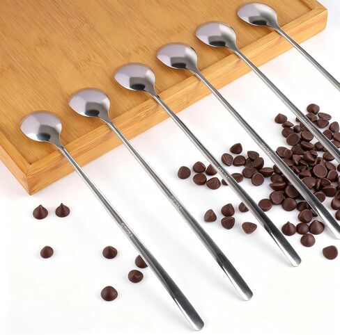 Ninsula 9.5-Inch Long Spoon, Ice Tea Spoons for Ice Cream, Coffee, Cocktail, Stainless Steel Long Spoons for Stirring, Long Handle Spoon, Set of 6 in Kuwait