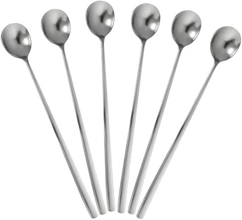 Ninsula 9.5-Inch Long Spoon, Ice Tea Spoons for Ice Cream, Coffee, Cocktail, Stainless Steel Long Spoons for Stirring, Long Handle Spoon, Set of 6 in Kuwait