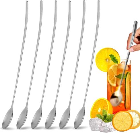 Ninsula 9.5-Inch Long Spoon, Ice Tea Spoons for Ice Cream, Coffee, Cocktail, Stainless Steel Long Spoons for Stirring, Long Handle Spoon, Set of 6 in Kuwait