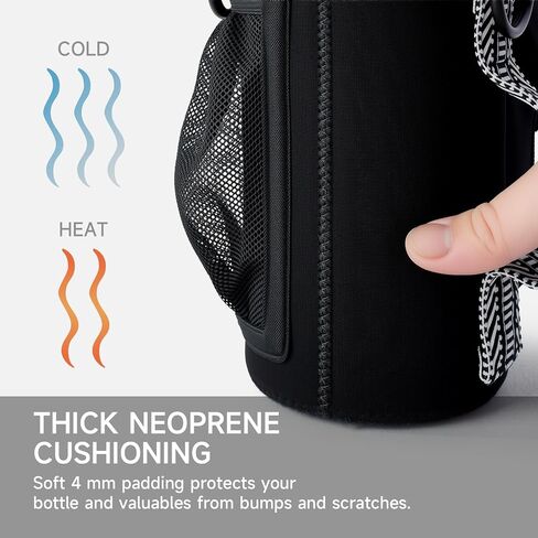 Water Bottle Holder with Strap, Neoprene Crossbody Carrier, Phone Pocket, 1.46" Wide Strap, Fits 24-40oz in Kuwait