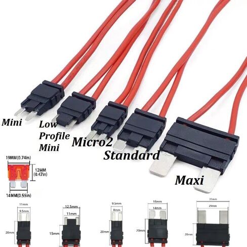 2Pcs Standard APR/ATC/ATO/ATS Fuse Extension Adapter 16AWG Copper Wire | 15Pcs Blade Fuses Included | Relocate Hard-to-Reach Fuses, Add Switches & Fix Parasitic Battery Drain for Cars, Trucks & RVs in Kuwait