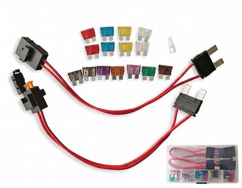 2Pcs Standard APR/ATC/ATO/ATS Fuse Extension Adapter 16AWG Copper Wire | 15Pcs Blade Fuses Included | Relocate Hard-to-Reach Fuses, Add Switches & Fix Parasitic Battery Drain for Cars, Trucks & RVs in Kuwait