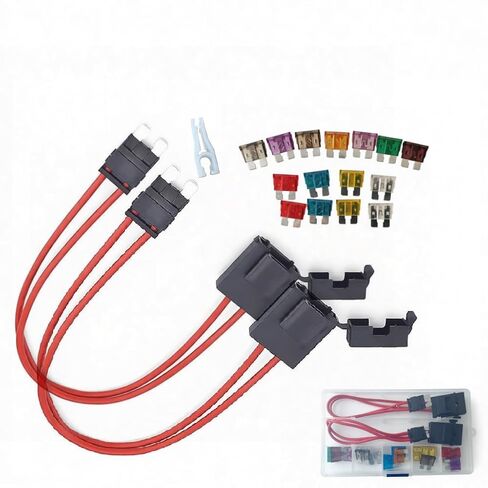 2Pcs Standard APR/ATC/ATO/ATS Fuse Extension Adapter 16AWG Copper Wire | 15Pcs Blade Fuses Included | Relocate Hard-to-Reach Fuses, Add Switches & Fix Parasitic Battery Drain for Cars, Trucks & RVs in Kuwait