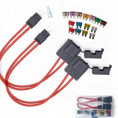 2Pcs Standard APR/ATC/ATO/ATS Fuse Extension Adapter 16AWG Copper Wire | 15Pcs Blade Fuses Included | Relocate Hard-to-Reach Fuses, Add Switches & Fix Parasitic Battery Drain for Cars, Trucks & RVs in Kuwait