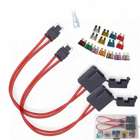 2Pcs Standard APR/ATC/ATO/ATS Fuse Extension Adapter 16AWG Copper Wire | 15Pcs Blade Fuses Included | Relocate Hard-to-Reach Fuses, Add Switches & Fix Parasitic Battery Drain for Cars, Trucks & RVs in Kuwait