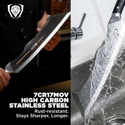 Dalstrong Annihilator 14" Meat Cleaver — 6mm Thick, 2.9 lbs, 7CR17MOV Carbon Steel (60 HRC), Full-Tang G-10 Handle — For Whole-Animal Butchering, BBQ Pitmasters & Serious Kitchens — Wood Stand in Kuwait
