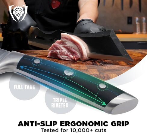 Dalstrong Annihilator 14" Meat Cleaver — 6mm Thick, 2.9 lbs, 7CR17MOV Carbon Steel (60 HRC), Full-Tang G-10 Handle — For Whole-Animal Butchering, BBQ Pitmasters & Serious Kitchens — Wood Stand in Kuwait