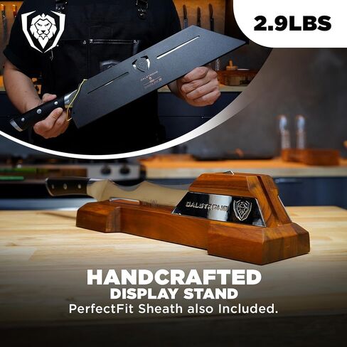 Dalstrong Annihilator 14" Meat Cleaver — 6mm Thick, 2.9 lbs, 7CR17MOV Carbon Steel (60 HRC), Full-Tang G-10 Handle — For Whole-Animal Butchering, BBQ Pitmasters & Serious Kitchens — Wood Stand in Kuwait