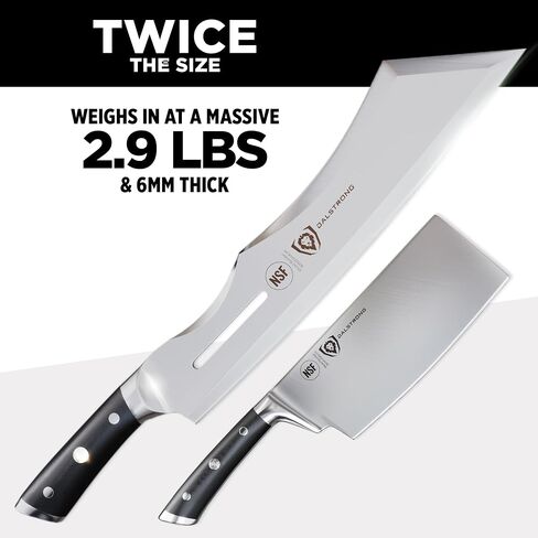 Dalstrong Annihilator 14" Meat Cleaver — 6mm Thick, 2.9 lbs, 7CR17MOV Carbon Steel (60 HRC), Full-Tang G-10 Handle — For Whole-Animal Butchering, BBQ Pitmasters & Serious Kitchens — Wood Stand in Kuwait