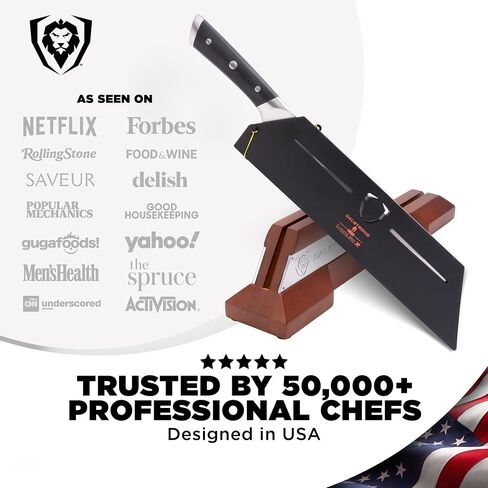 Dalstrong Annihilator 14" Meat Cleaver — 6mm Thick, 2.9 lbs, 7CR17MOV Carbon Steel (60 HRC), Full-Tang G-10 Handle — For Whole-Animal Butchering, BBQ Pitmasters & Serious Kitchens — Wood Stand in Kuwait
