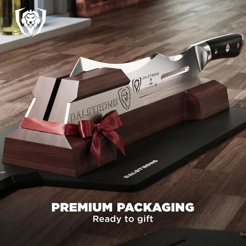 Dalstrong Annihilator 14" Meat Cleaver — 6mm Thick, 2.9 lbs, 7CR17MOV Carbon Steel (60 HRC), Full-Tang G-10 Handle — For Whole-Animal Butchering, BBQ Pitmasters & Serious Kitchens — Wood Stand in Kuwait