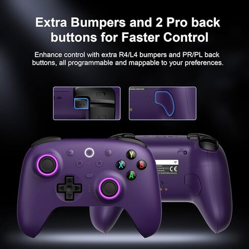وحدة تحكم لاسلكية 8BitDo Ultimate 2 لنظام التشغيل Windows وAndroid وSteam Deck وعصا التحكم TMR ومعدل الاقتراع 1000 هرتز ومشغلات اللمس/القاعة والتحكم في الحركة وأزرار مجداف خلفية قابلة للبرمجة ومصدات L4/R4، أخضر in Kuwait
