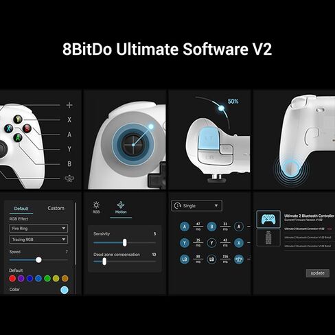 وحدة تحكم لاسلكية 8BitDo Ultimate 2 لنظام التشغيل Windows وAndroid وSteam Deck وعصا التحكم TMR ومعدل الاقتراع 1000 هرتز ومشغلات اللمس/القاعة والتحكم في الحركة وأزرار مجداف خلفية قابلة للبرمجة ومصدات L4/R4، أخضر in Kuwait