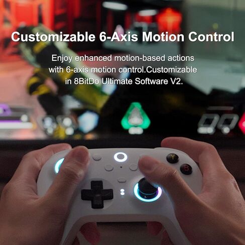 وحدة تحكم لاسلكية 8BitDo Ultimate 2 لنظام التشغيل Windows وAndroid وSteam Deck وعصا التحكم TMR ومعدل الاقتراع 1000 هرتز ومشغلات اللمس/القاعة والتحكم في الحركة وأزرار مجداف خلفية قابلة للبرمجة ومصدات L4/R4، أخضر in Kuwait