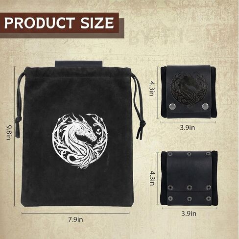حقيبة علف عصر النهضة بتصميم منقوش على الطراز الشمالي، حقيبة حزام متعددة الأغراض قابلة للطي من أجل رين فير، والمشي لمسافات طويلة، وحفلات التنكرية في العصور الوسطى (بني) in Kuwait