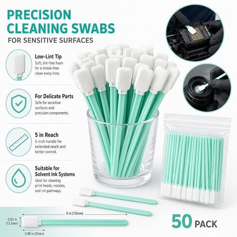 50 Pack Foam Cleaning Swabs, Precision Foam Tip Cleaning Sticks for Printers, Cameras, Electronics, Keyboards, Optical Equipment and Delicate Components in Kuwait