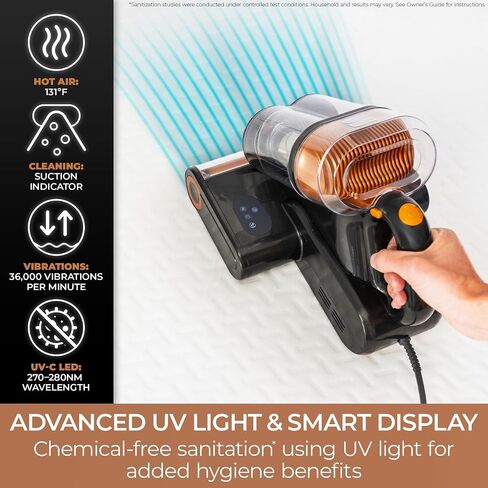 Kenmore Mattress Vacuum with UV-C Light & HEPA Filter | 14KPa Suction, Handheld Bed Vacuum Cleaner Machine with 131°F heat drying for Couch, Pet Hair - MC2010 in Kuwait