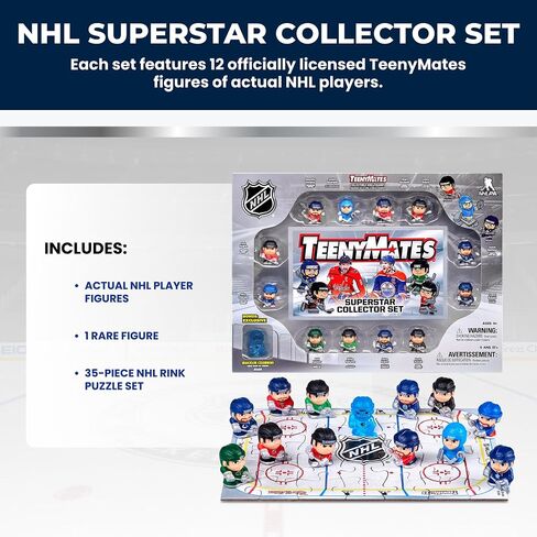 TeenyMates NHL Hockey Action Figures Gift Set | Series 12 with Hockey Rink Puzzle and 12 officially licensed 1" player figures; Hockey gift for kids & fans in Kuwait