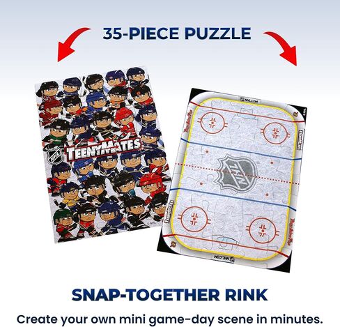 TeenyMates NHL Hockey Action Figures Gift Set | Series 12 with Hockey Rink Puzzle and 12 officially licensed 1" player figures; Hockey gift for kids & fans in Kuwait