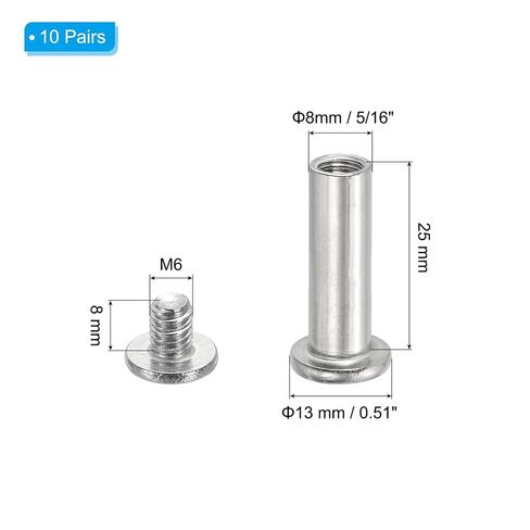 PATIKIL Hex Chicago Screws, 10 Set Binding Screw Posts M6 x 25 mm Connecting Hex Drive Socket Cap Bolt Nuts for Scrapbook Leather Belt Album Photo Furniture Repair, Silver in Kuwait