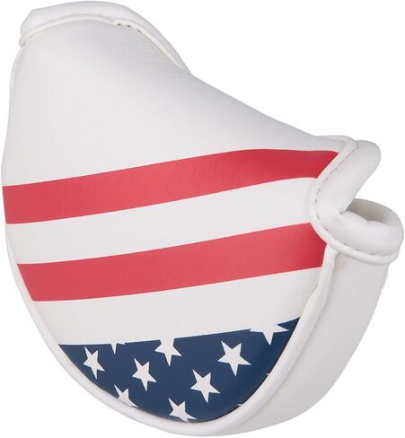 غطاء رأس مضرب جولف متوسط ​​الطول من USA Stars and Stripes | غطاء مضرب نصف مطرقة، غطاء مضرب مطرقة صغير، جلد صناعي، إغلاق مغناطيسي، يناسب معظم العلامات التجارية in Kuwait