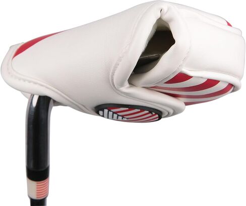 غطاء رأس مضرب جولف متوسط ​​الطول من USA Stars and Stripes | غطاء مضرب نصف مطرقة، غطاء مضرب مطرقة صغير، جلد صناعي، إغلاق مغناطيسي، يناسب معظم العلامات التجارية in Kuwait
