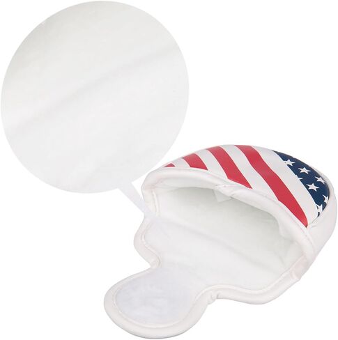 غطاء رأس مضرب جولف متوسط ​​الطول من USA Stars and Stripes | غطاء مضرب نصف مطرقة، غطاء مضرب مطرقة صغير، جلد صناعي، إغلاق مغناطيسي، يناسب معظم العلامات التجارية in Kuwait