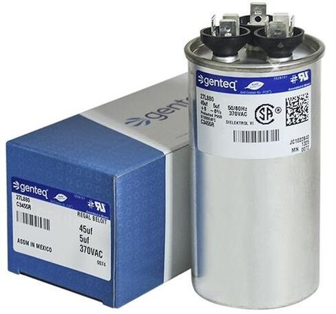 GE 97F9895 - 45 + 5 فائق التوهج MFD 370 فولت VAC Genteq مكثف بديل دائري مزدوج التشغيل in Kuwait