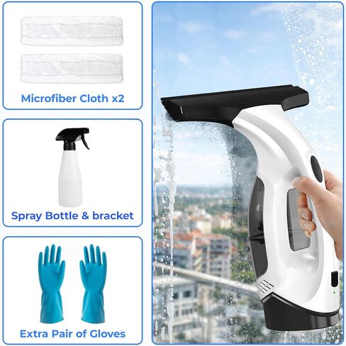 Window Vacuum Squeegee Cordless, Electric Window Cleaner Squeegee with 2000Pa Suction, 280mm Wide Blade, 150ml Tank for Shower Glass, Mirrors, Tiles & Car Windows in Kuwait