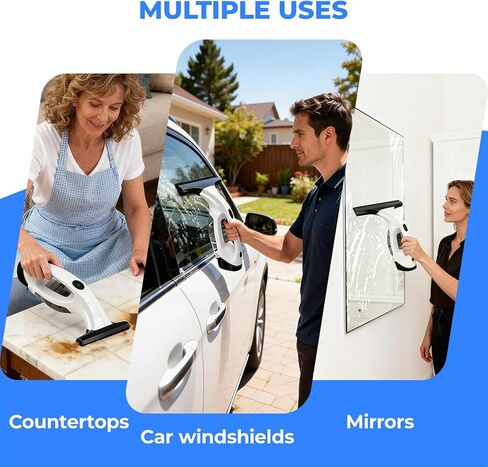 Window Vacuum Squeegee Cordless, Electric Window Cleaner Squeegee with 2000Pa Suction, 280mm Wide Blade, 150ml Tank for Shower Glass, Mirrors, Tiles & Car Windows in Kuwait
