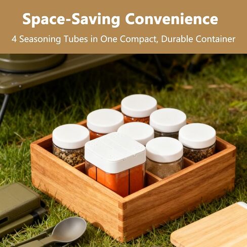 4-in-1 Camping Spice Containers Portable Multi Shaker Container for Travel Spices Seasoning Kit and Mini Organizer Set Salt and Pepper Jars for Camp Cooking and Traveling Essentials in Kuwait