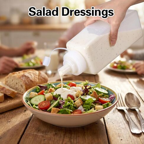 4 عبوات من زجاجات ضغط البهارات الكبيرة بحجم 1 كيو تي للصلصات، زجاجات توزيع صلصة واسعة الفم بسعة 34oz مع أغطية للكاتشب والشواء والصلصة والمارينارا والمعكرونة وصلصة الطماطم والمطاعم والمطبخ المنزلي in Kuwait