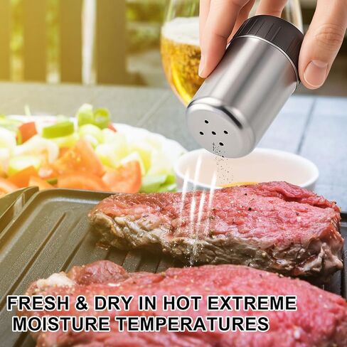 3 Pack Salt and Pepper Shaker with Sticker Marker Moisture Proof Mini Salt Shaker Camping Picnic Outdoor Kitchen Travel Spice Lunch Boxes with Colored Lid Stainless Steel Airtight Dispenser in Kuwait