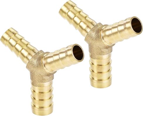 uxcell Reducing Barb Hose Fitting Y Shape Pipe Connector Brass 1/2" x 3/8" x 3/8" 2Pcs in Kuwait