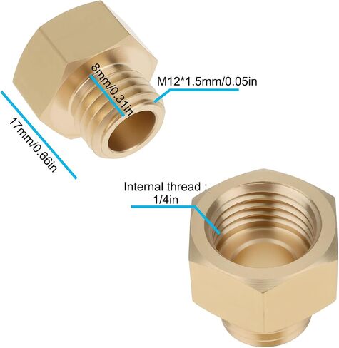 2 قطعة M12X1.5 ذكر إلى 1/4 "مهايئ أنثي مقياس الضغط النحاس محول للأنظمة الهيدروليكية المعدات الهوائية in Kuwait