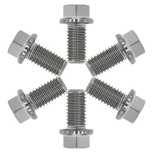مسامير سداسية ذات شفة من التيتانيوم M8X15mm، تصميم خفيف الوزن، أزرق محروق، 6 قطع | مثالية للبيئات الرطبة/المالحة - مسامير ذات حواف لترقية مكونات تعليق السيارات والدراجات النارية in Kuwait
