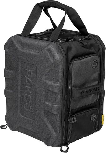 حقيبة معدات ركوب الدراجات ذات الغلاف الصلب سعة 38 لتر من Topeak PakGo GearPack II، 3 أقسام، 6 جيوب جانبية، حامل خوذة، أشرطة ظهر مخفية، فتحات لتصريف المياه in Kuwait