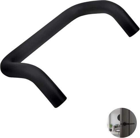 Door Pull Handle (2 Pcs), Black Anodized Aluminum, 6.3 in Hole Spacing, Angled Design, Heavy Duty for Standard Doors in Kuwait