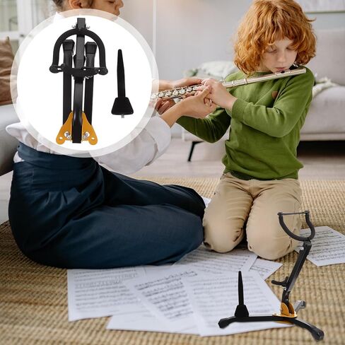 Kisangel Foldable Sax Tripod Stand for Alto Tenor Saxophone and Clarinet, Portable Black Saxophone Holder Compatible with Flute, Lightweight Music Instrument Accessory for Practice in Kuwait